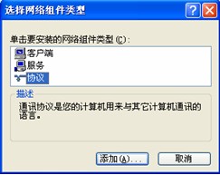 图4 Windows XP 选择网络组件类型